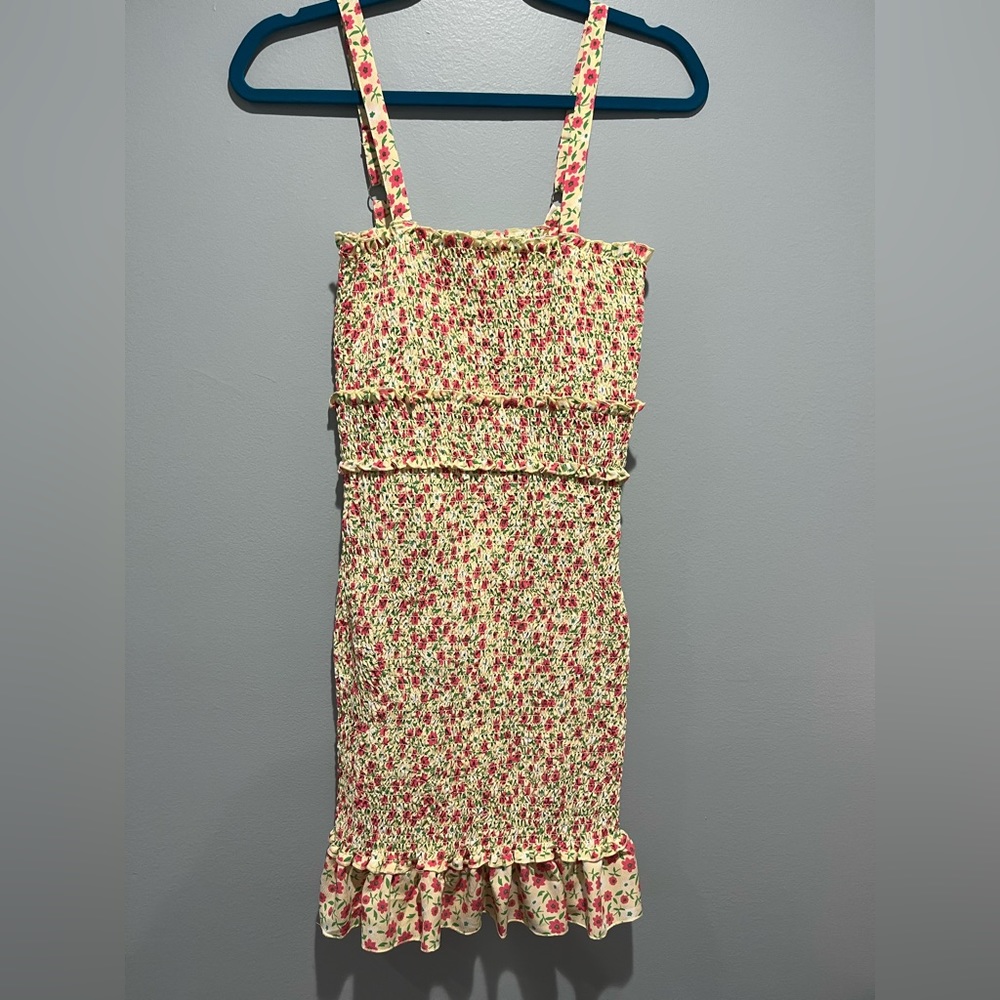 Love Tree Floral Ruffled Smocked Sundress